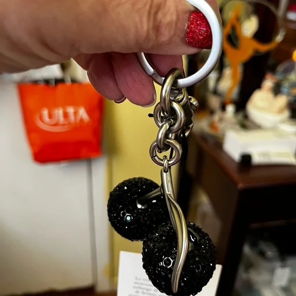 Coach Black Crystal Cherry Bag Charm/Keychain - Picture 3 of 13